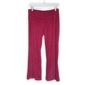 Aeropostale Pink Velour Sweatpants Slight Flare Bottom Elastic Waist Women Med